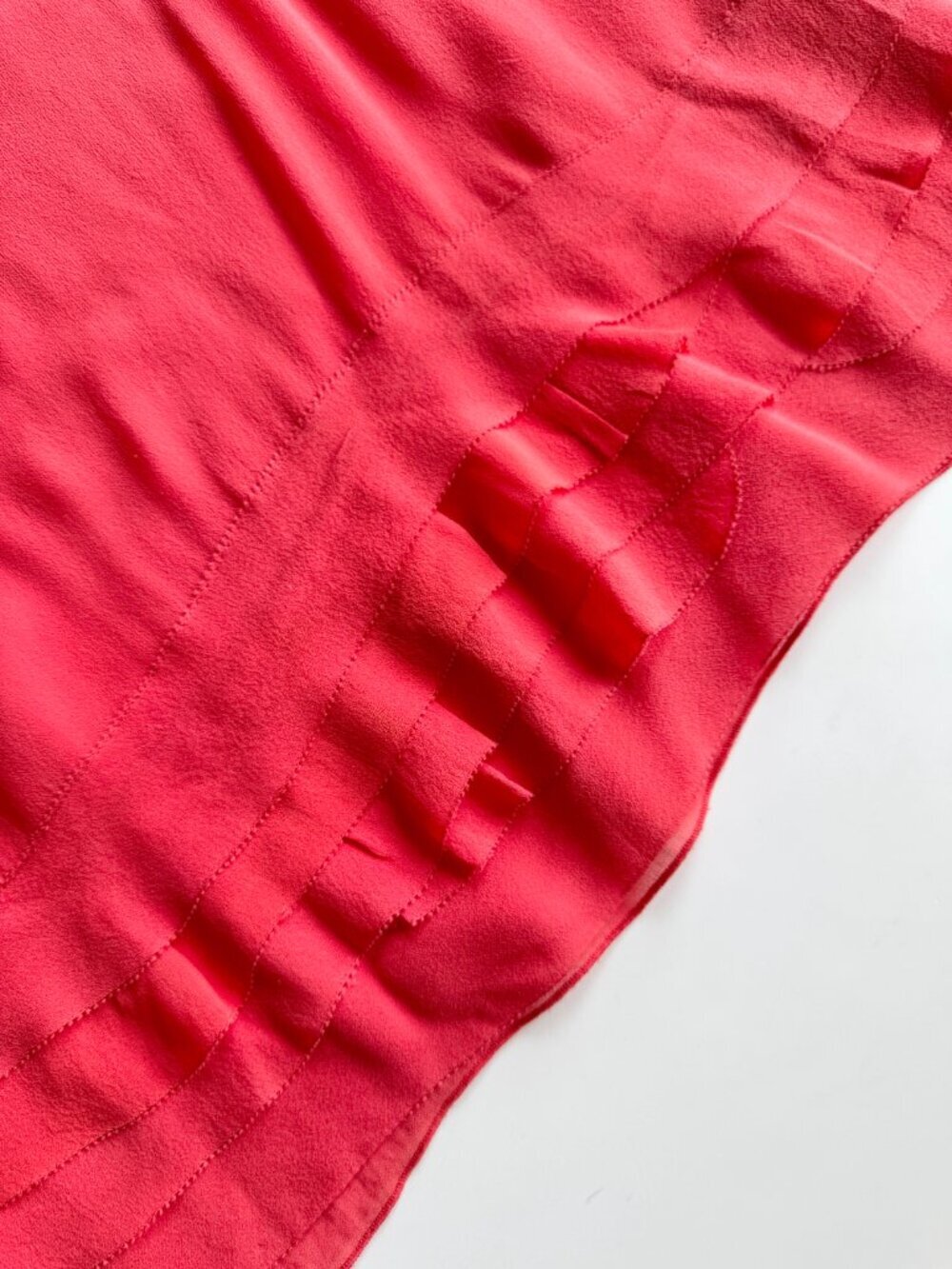 CLUB MONACO Coral Red Silk Georgette Ruffle Layered A-Line Tank, Size S - Picture 8 of 10